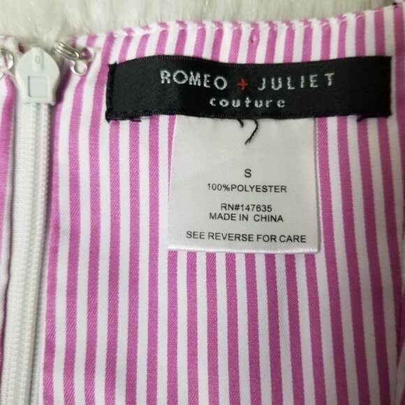 Romeo + Juliet Couture Woven Pinstripe Bow Bust Jumpsuit Small - Picture 3 of 11